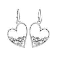 Ear Sense Earring F365 20mm Silver Heart with Swarovski Crystals on a French Hook