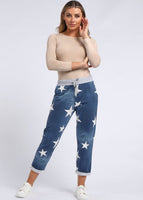 Anne + Kate Italian Star Dark Denim Print Trouser 16-20