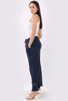Anne + Kate Button Plain Linen Crochet Wide Leg Pant