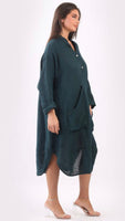 Anne + Kate Italian Pisa Linen Front Pockets Midi Dress