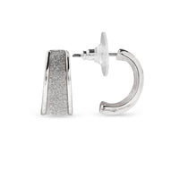 Ear Sense Earring F380 Silver with Glitter, Tapered Huggie Stud Earrings, 17mm in Length
