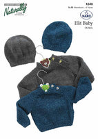 Naturally Elit Raglan Sweater & Hat Baby Knitting Pattern #K348