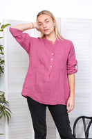 Anne + Kate Italian Agrigento Linen Top with Front Pockets
