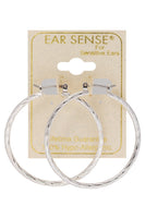 Ear Sense Earring FR236-2 35mm Silver Faceted Click Hoops