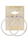 Ear Sense Earring FR236-2 35mm Silver Faceted Click Hoops