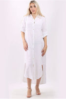 Anne + Kate Italian Plain Linen Long Shirt Dress