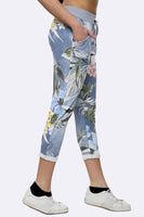Anne + Kate Italian Tropical Floral Light Denim Print Trousers 16-20