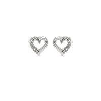 Ear Sense Earring CH244 Silver Crystal Heart Outline Stud Earrings