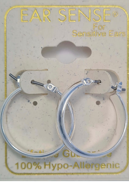 Ear Sense Earring Silver 21mm Band Click Hoop F414