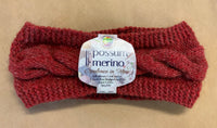 Hand Knitted Possum Merino Cable Headband Shade PM7