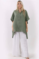 Anne + Kate Italian Raw Edge Hem Linen Top