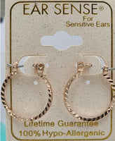 Ear Sense Earring F417 15mm Gold Diamond Cut Click Hoop