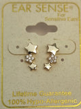 Ear Sense Earring CH285 Gold Crystal Triple Star Stud