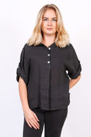 Anne + Kate Italian Plain Linen Shirt with Button Back