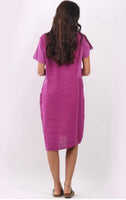 Anne + Kate Italian Linen Lagenlook Dress with Rib Sleeves