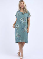 Anne + Kate Italian Bologna Linen Floral Dress