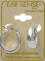 Ear Sense Earrings F3-3186S 15mm Silver Tapered Click Hoops