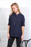 Anne + Kate Italian Agrigento Linen Top with Front Pockets