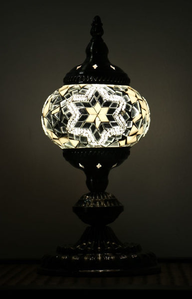 Turkish Mosaic Table Lamp 33cm - White