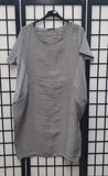 Anne + Kate Italian Linen Lagenlook Dress with Rib Sleeves