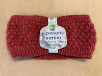Hand knitted Possum Merino Headband Blackberry Stitch Shade PM7