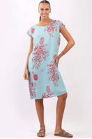 Anne + Kate Italian Coral Reef Print Linen Dress