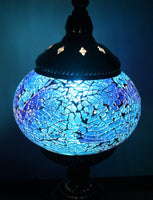 Turkish Mosaic Table Lamp Standard 33cm - Cracked Teal