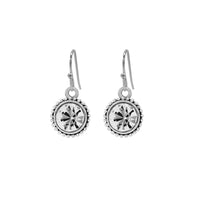 Ear Sense Earring F9-4050 Antique Silver Round, Clear Crystal French Hook Earrings