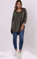Anne + Kate Italian Plain V-Neck High Low Top