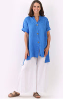 Anne + Kate Italian Taormina Plain Linen Lagenlook Shirt Dress