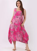 Anne + Kate Italian Linen Square Neck Floral Dress