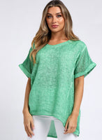 Anne + Kate Italian V-Neck Vintage Wash Relaxed Fit Linen Top