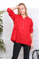 Anne + Kate Italian Agrigento Linen Top with Front Pockets