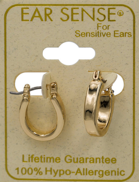 Ear Sense Earring F354 Gold Chunky Oval Click Hoop