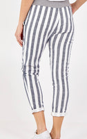 Anne + Kate Italian Stripe Denim Blue Pants 10-12