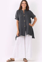 Anne + Kate Italian Taormina Plain Linen Lagenlook Shirt Dress
