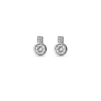 Ear Sense Earring CH265 Silver Square Pave with Bezel set Crystal Stud Earrings