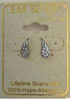 Ear Sense Earring CH282 Silver Crystal Angel Wing Stud