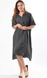 Anne + Kate Italian Raw Edge Sleeves Linen Dress