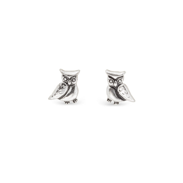 Ear Sense Earring F2913 Silver Owl Stud Earrings