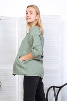 Anne + Kate Italian Agrigento Linen Top with Front Pockets