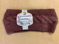Hand knitted Possum Merino Cable Headband Shade PM14