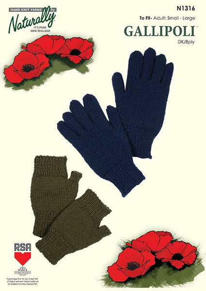 Naturally Gallipoli Gloves Knitting Pattern #N1316