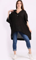 Anne + Kate Italian Raw Edge Hem Linen Top