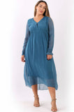 Anne + Kate Italian Plain Shirred Maxi Silk Dress