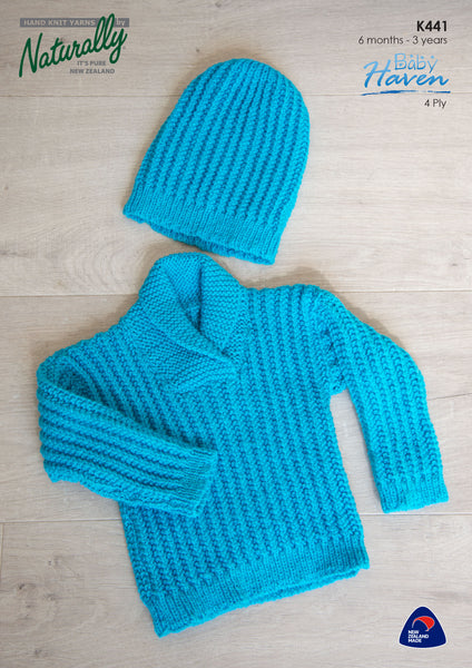 Naturally Baby Haven Sweater & Hat 4ply #K441