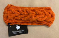 Hand Knitted Wool Cable Headband Shade 39 Burnt Orange