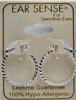 Ear Sense Earring F416 15mm Silver Diamond Cut Click Hoop