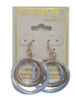 Ear Sense Earring F400, Gold and Silver Polished Rings