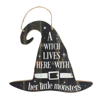 A Witch Lives Here Hanging Sign